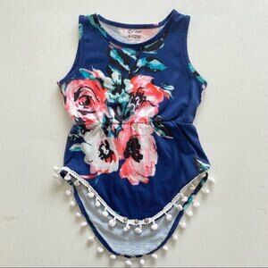 Baby Girl Floral Romper size 9-12m Medium Navy with Pink flowers